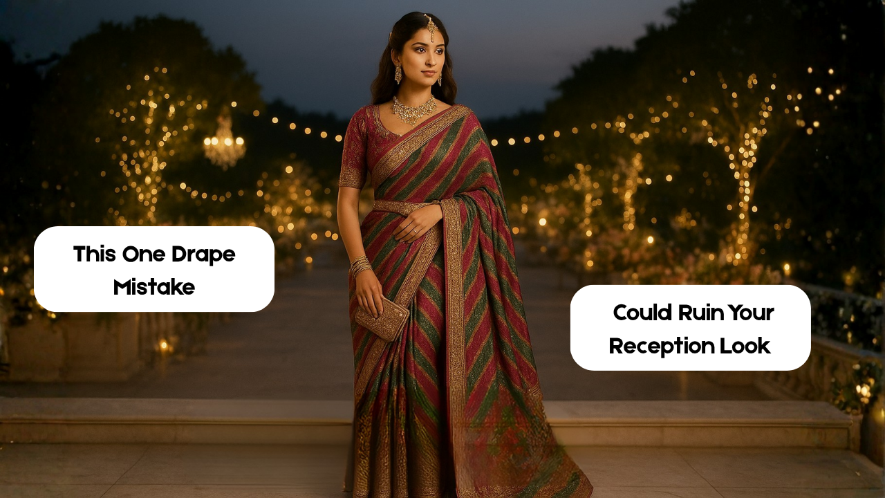 Wearing Heavy Leheriya for Receptions: Drape Tips