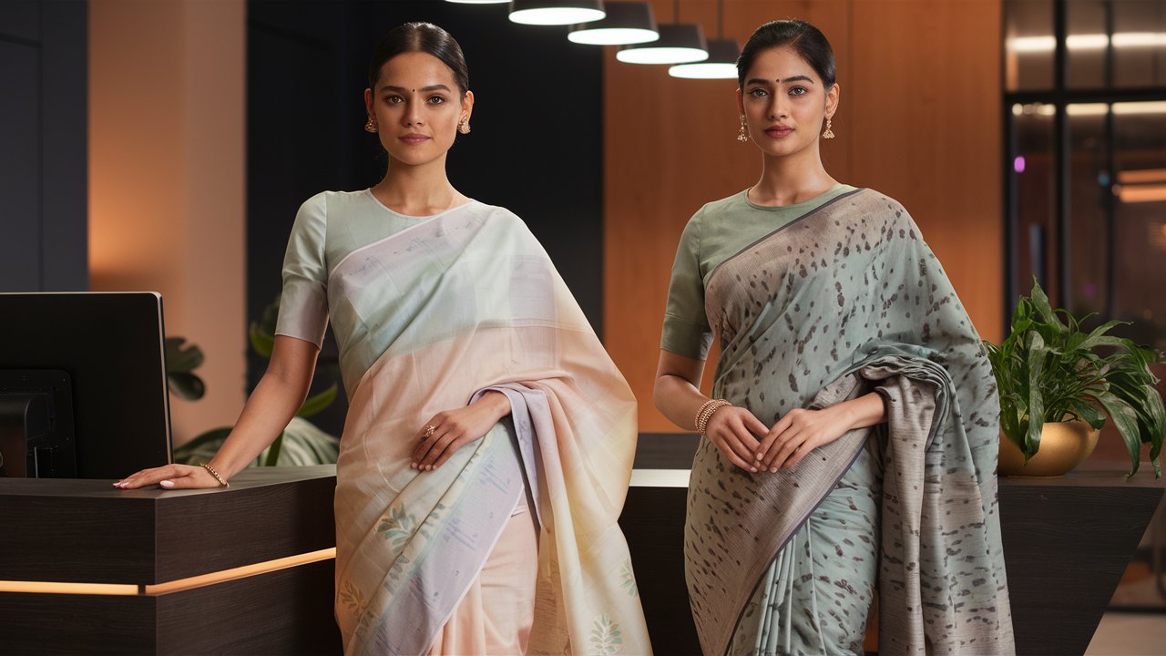 Uniform Sarees for Workplaces – Why Cotton & Bandhej Are Best
