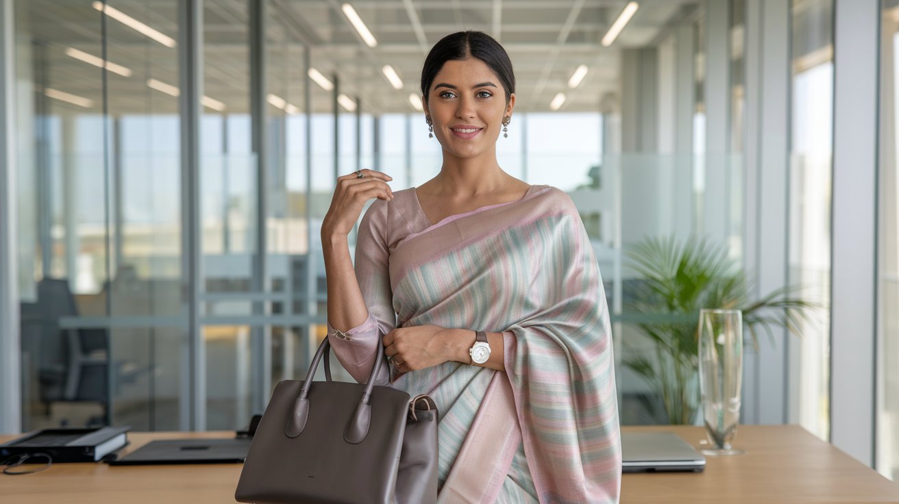 Best Ways to Pair Office Wear Silk Sarees with Formal Accessories
