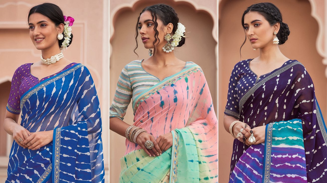 Leheriya Bandhej Saree Styling Tips for Day and Night Events