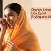 Orange Leheriya Saree: Day Event Styling and Makeup