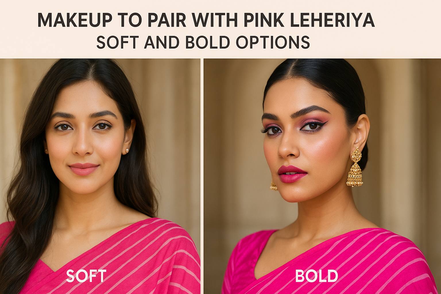 Makeup to Pair with Pink Leheriya: Soft and Bold Options