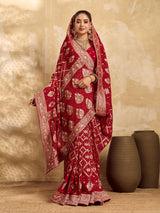 Buy Georgotte Bandhani Style Saree KcPc