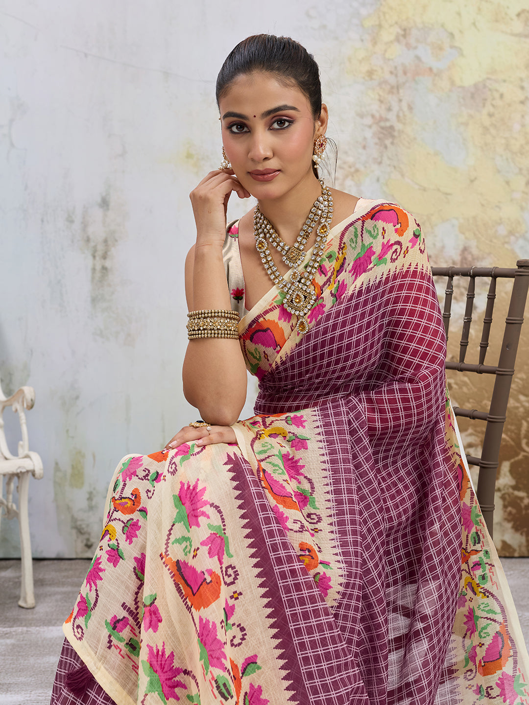KcPc Traditional Banarasi Style Soft Tussar Silk Saree With Blouse VJT