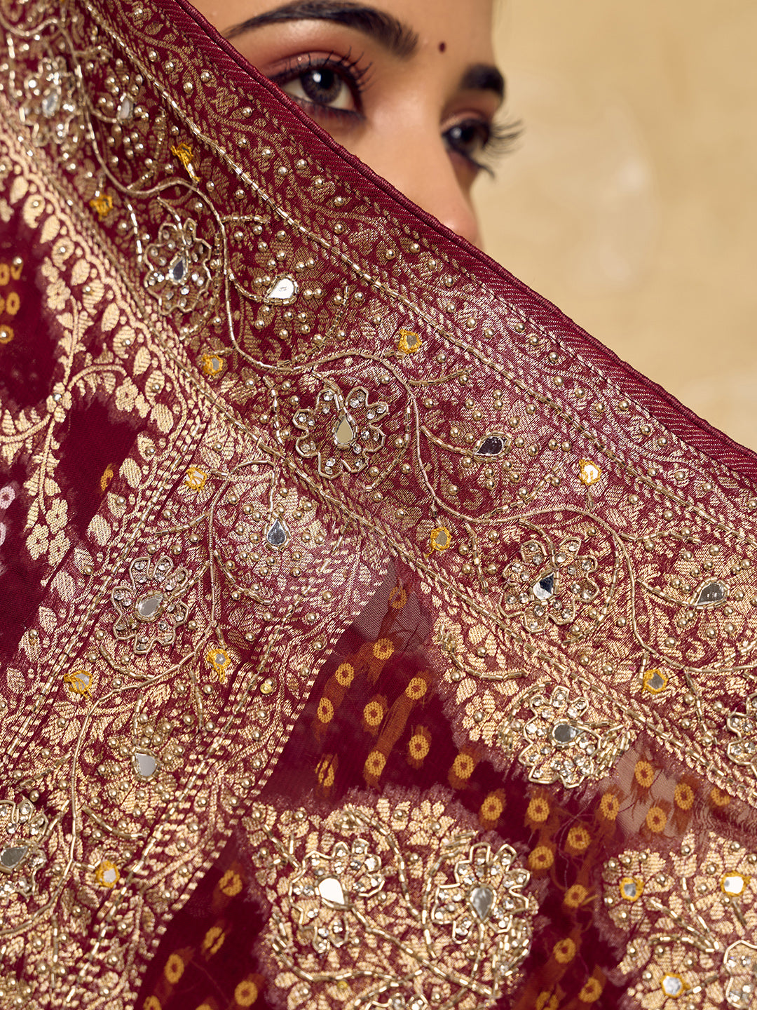 Buy New Traditional Style Saree With Cutdana Gulin Work KcPc