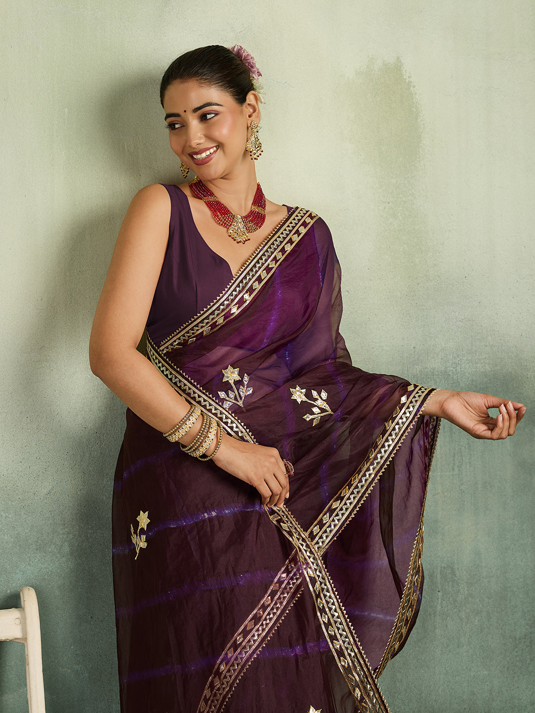 KcPc New Launch Organza Leheriya Style With Gotapatti Work Saree MHS