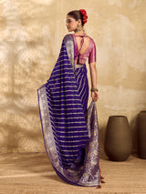 Buy New Pure khaddi Georgette Banarasi Handloom Leheriya Zari Weaving Saree