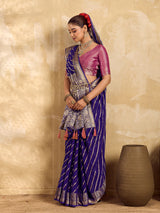 Buy New Pure khaddi Georgette Banarasi Handloom Leheriya Zari Weaving Saree