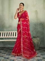KcPc New Latest Organza Leheriya Style With Gotapatti Work Saree MHS