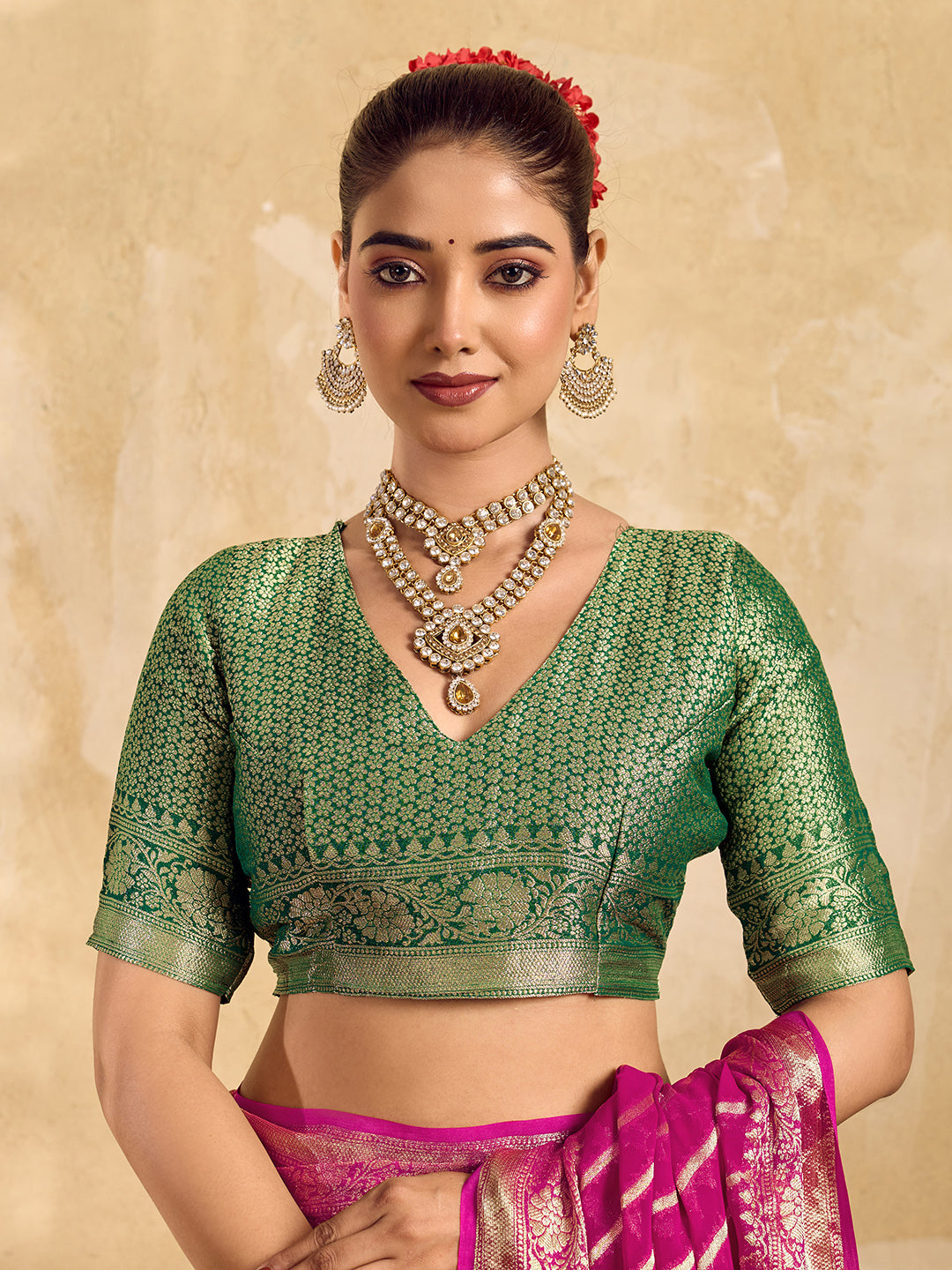 KcPc Pure khaddi Georgette Banarasi Handloom Leheriya Zari Weaving SareeMAHA