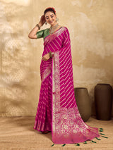 KcPc Pure khaddi Georgette Banarasi Handloom Leheriya Zari Weaving SareeMAHA