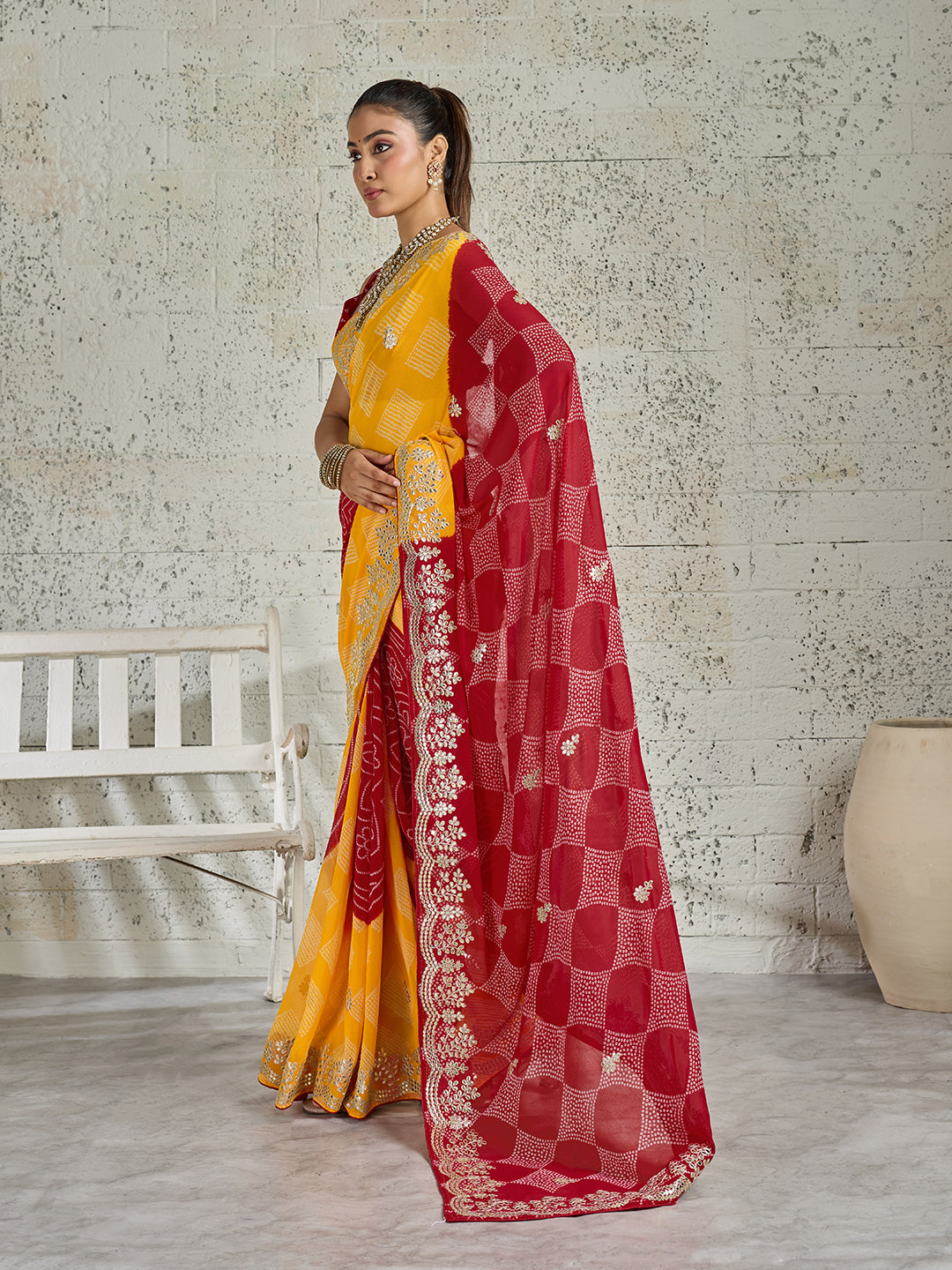 KcPc Georgette Sarees with Traditional GotapattiKDN