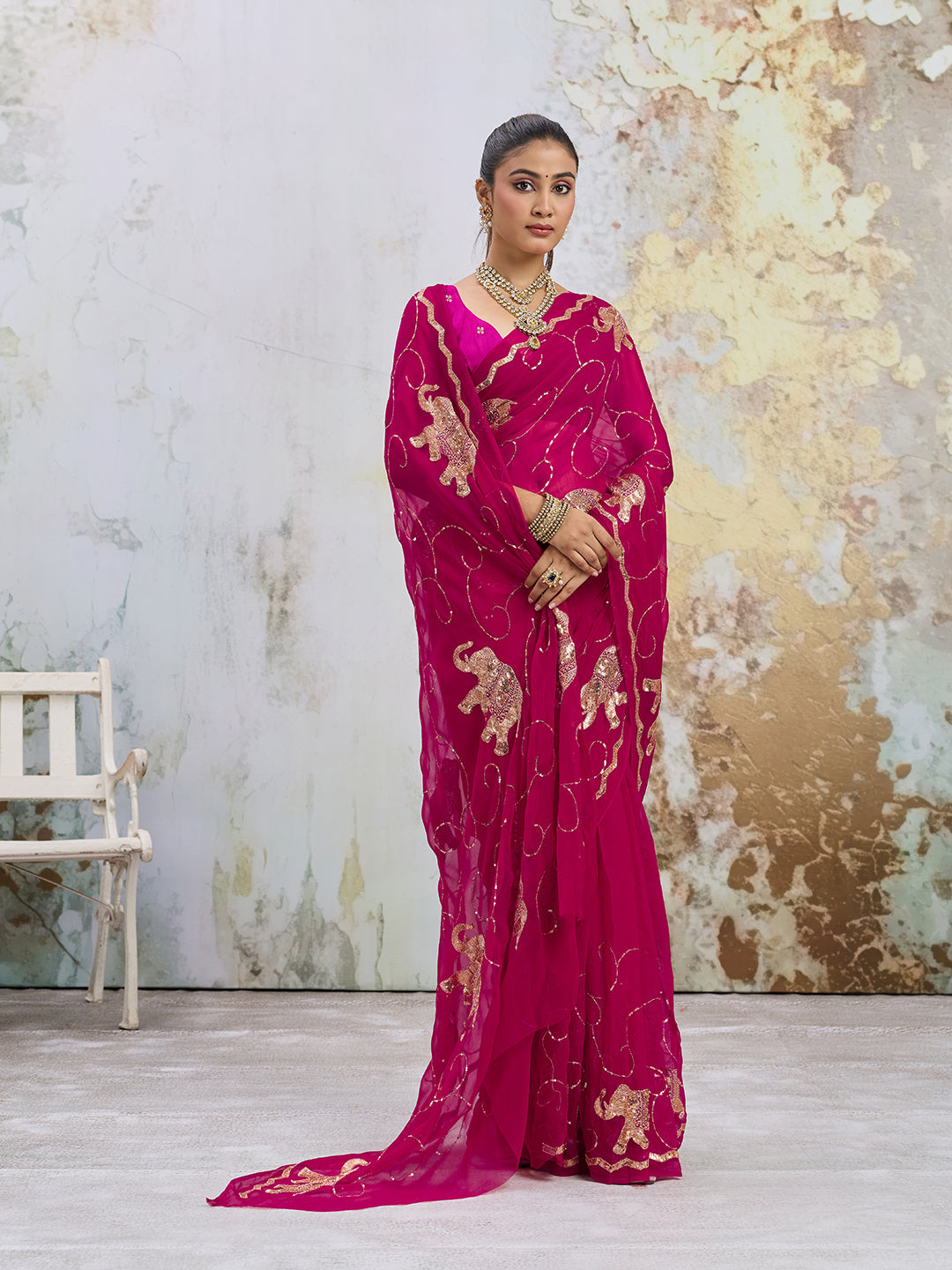 KcPc New Beautiful Designer Chiffon Saree with Timeless Festive EleganceDWA