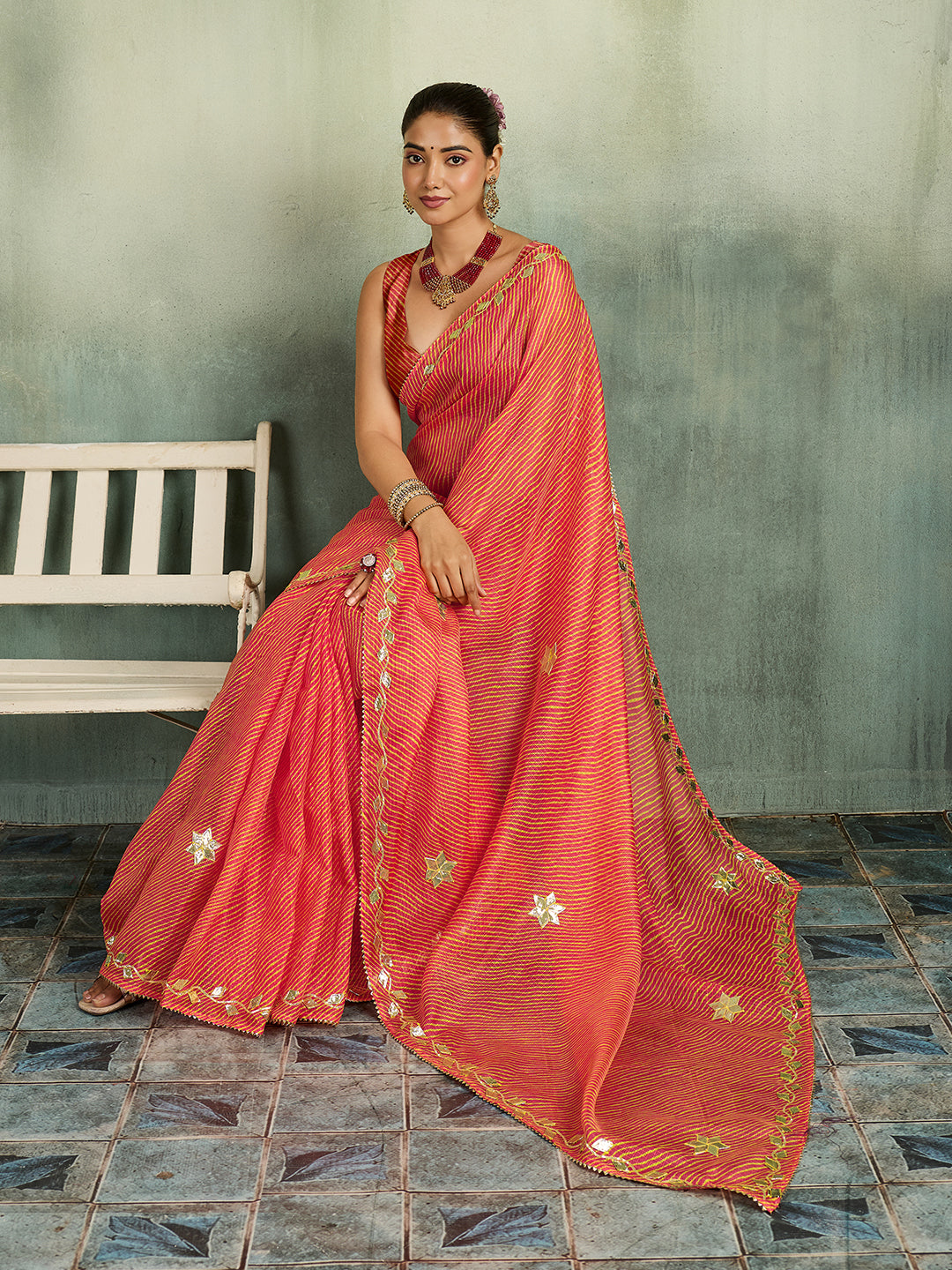 KcPc New Latest Kota doria Leheriya Style With Gotapatti Work Saree MHS