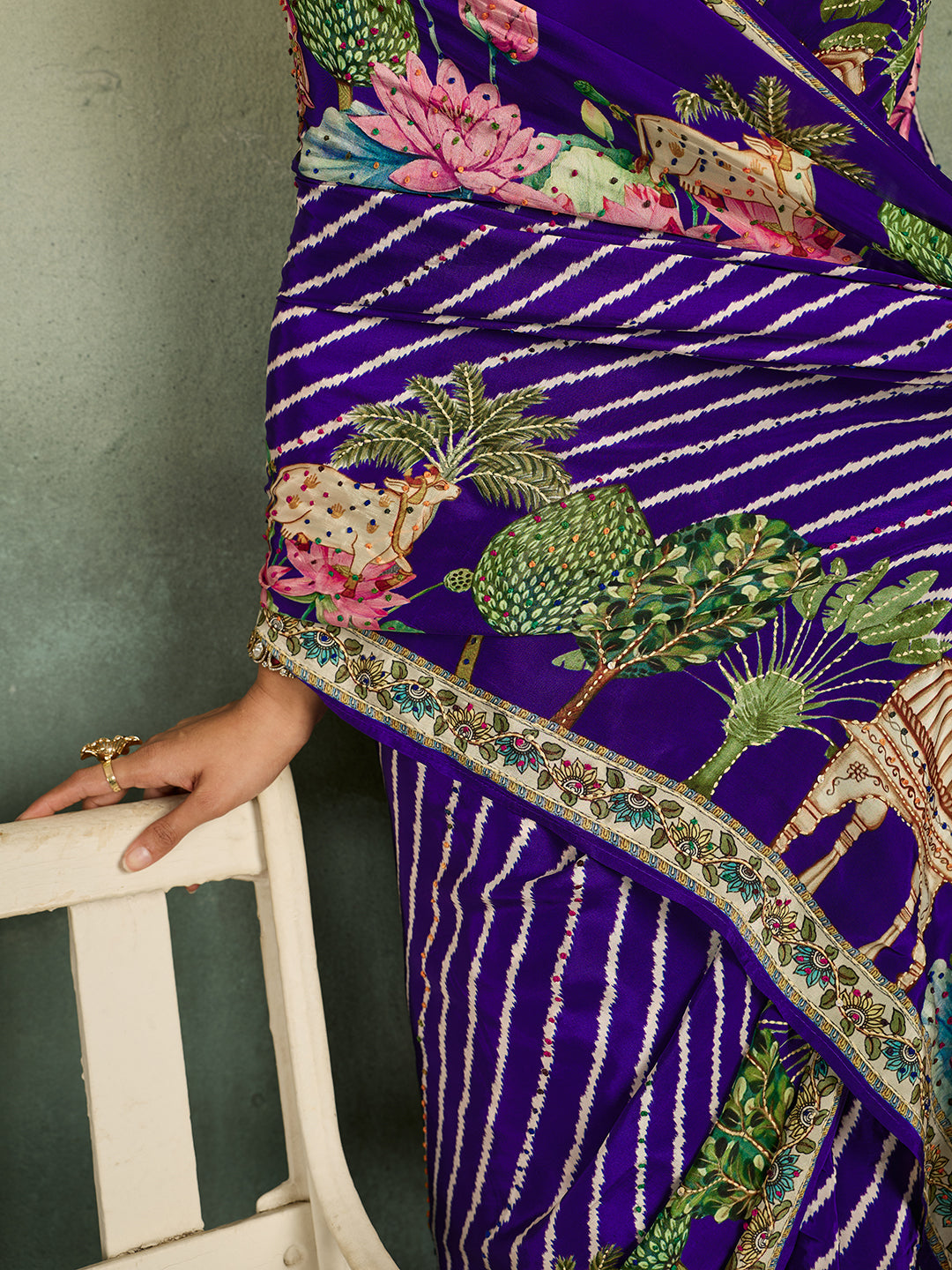 KcPc Traditional Kalamkari Pure Silk Saree with Thread WorkBRC