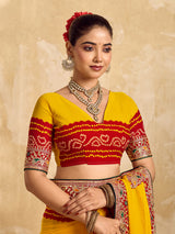 Gotapatti Work saree in rajsthani chunri peela design