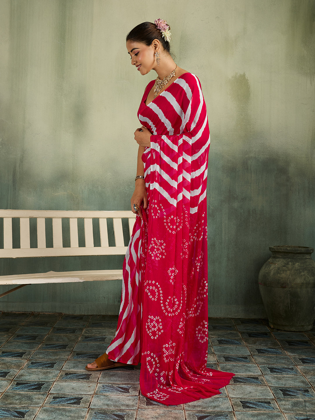KcPc New Lightweight Chiffon Saree in Leheriya Design Casual WearSUL