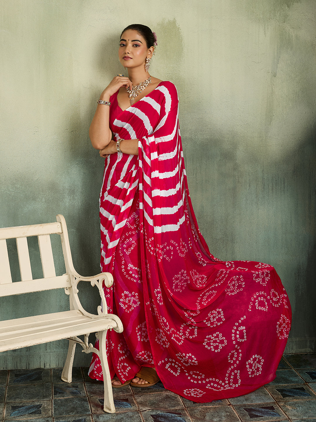 KcPc New Lightweight Chiffon Saree in Leheriya Design Casual WearSUL