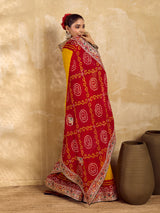 Gotapatti Work saree in rajsthani chunri peela design