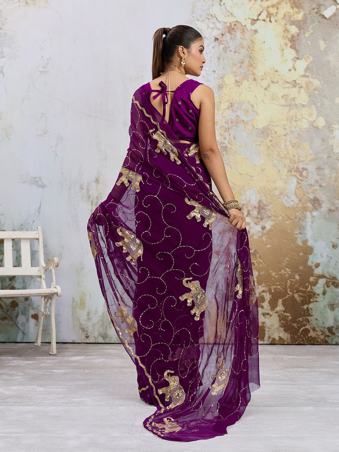 KcPc New Royal Festive Wear Chiffon Saree Crafted with Beautiful Aari Tari EmbellishmentDWA