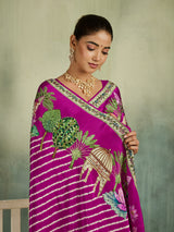 KcPc Beautiful Pure Silk Kalamkari Style Saree with Thread WorkBRC
