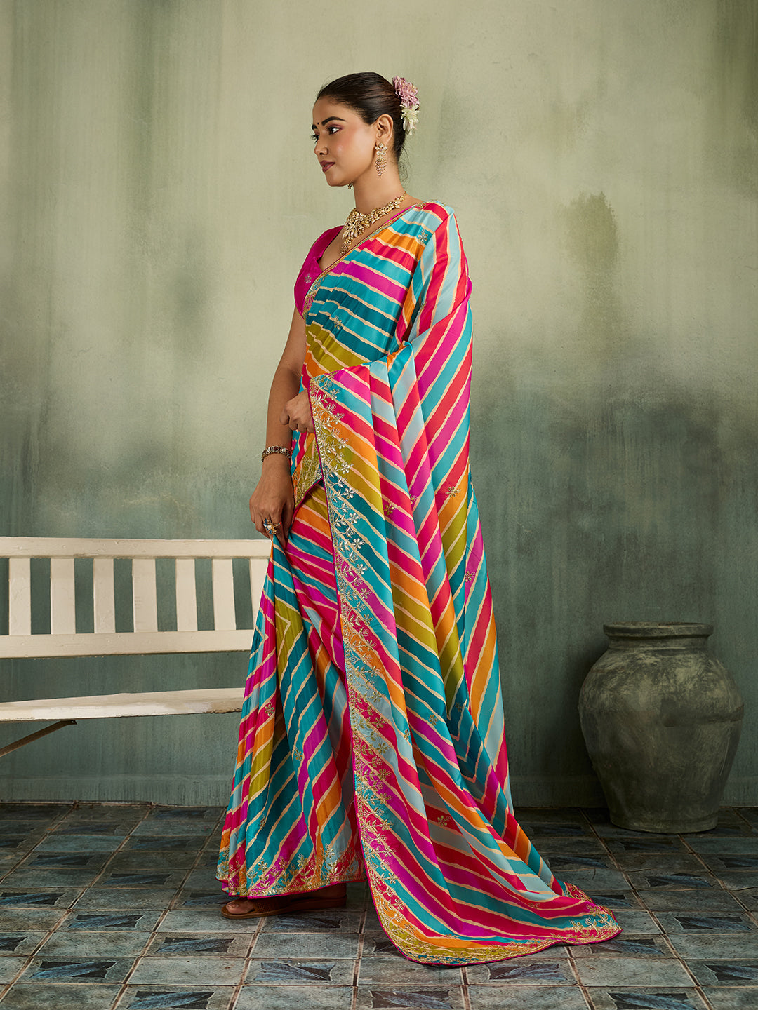 KcPc Premium Leheriya Style Sarees for Festive WearGAN