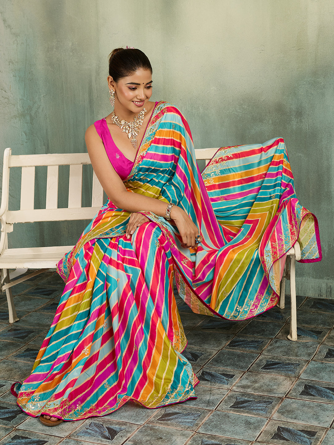 KcPc Premium Leheriya Style Sarees for Festive WearGAN