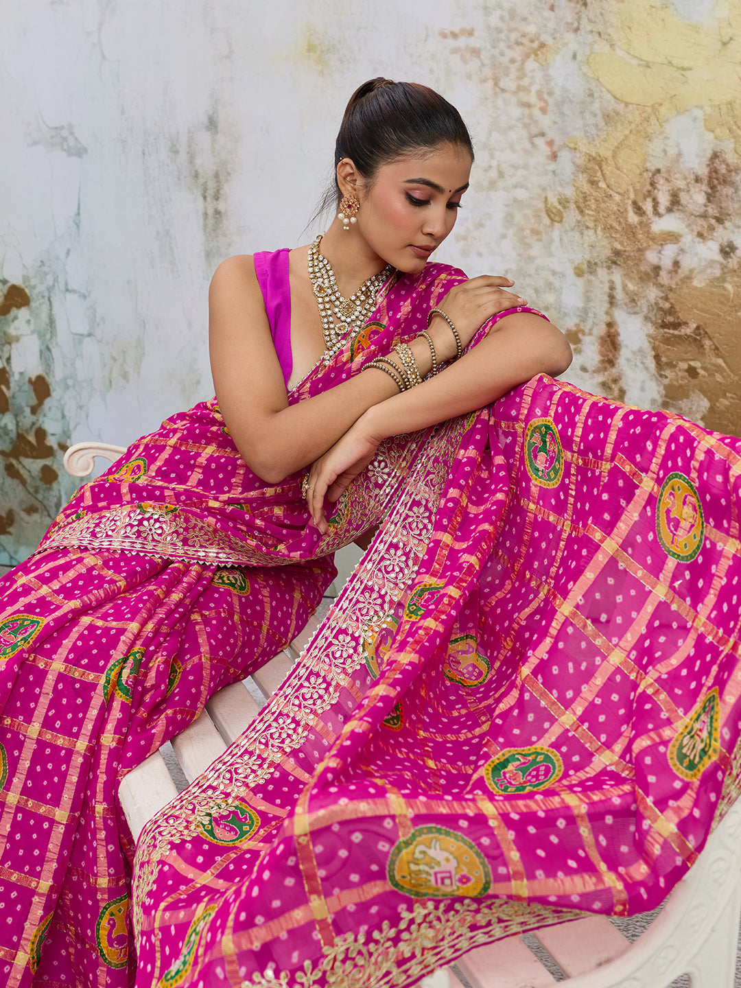 KcPc Premium Bandhani Style Saree with Rich Gotapatti Embellishment SAE