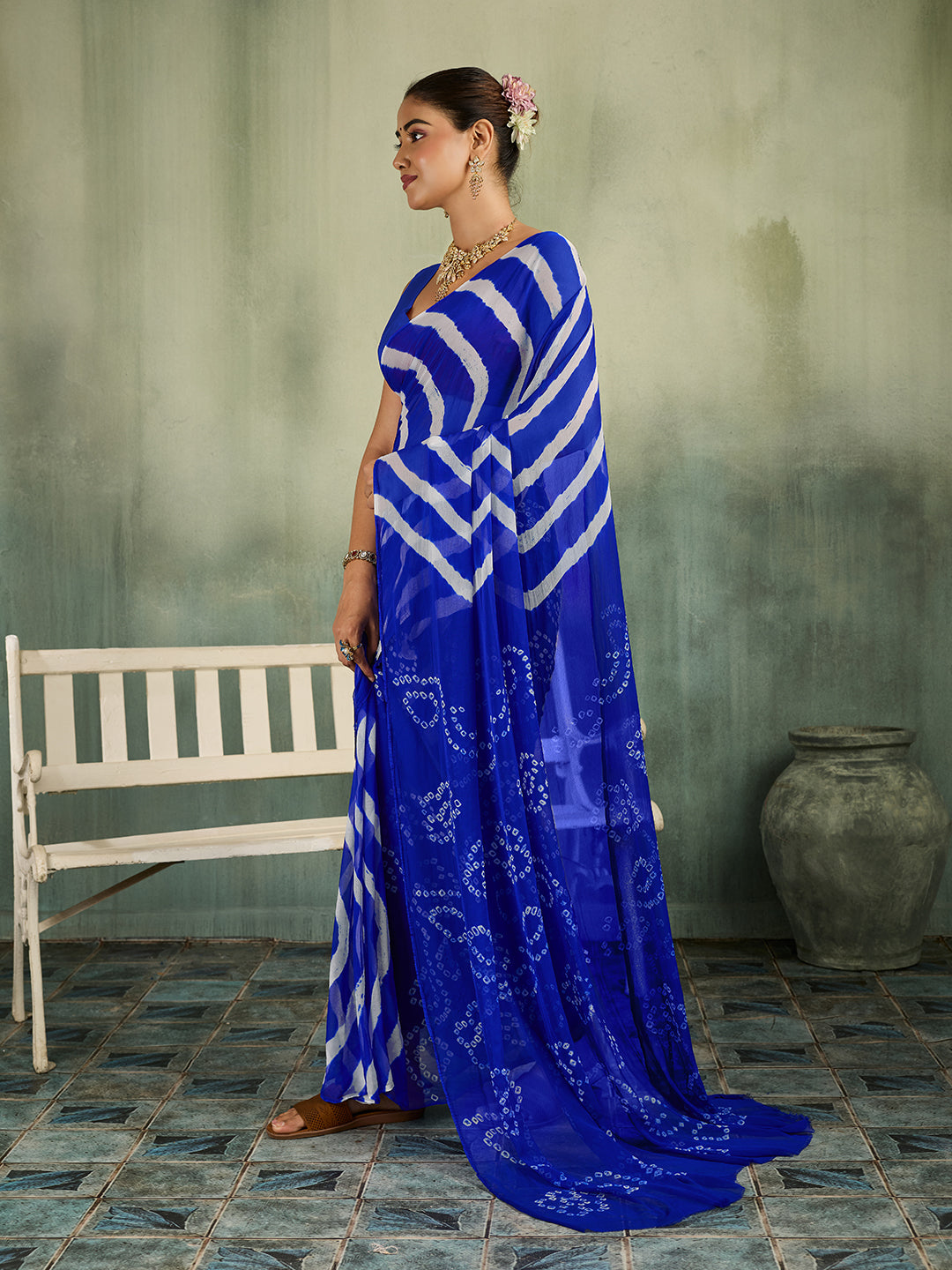 KcPc New Beautiful Chiffon Saree with Classic Leheriya PatternSUL