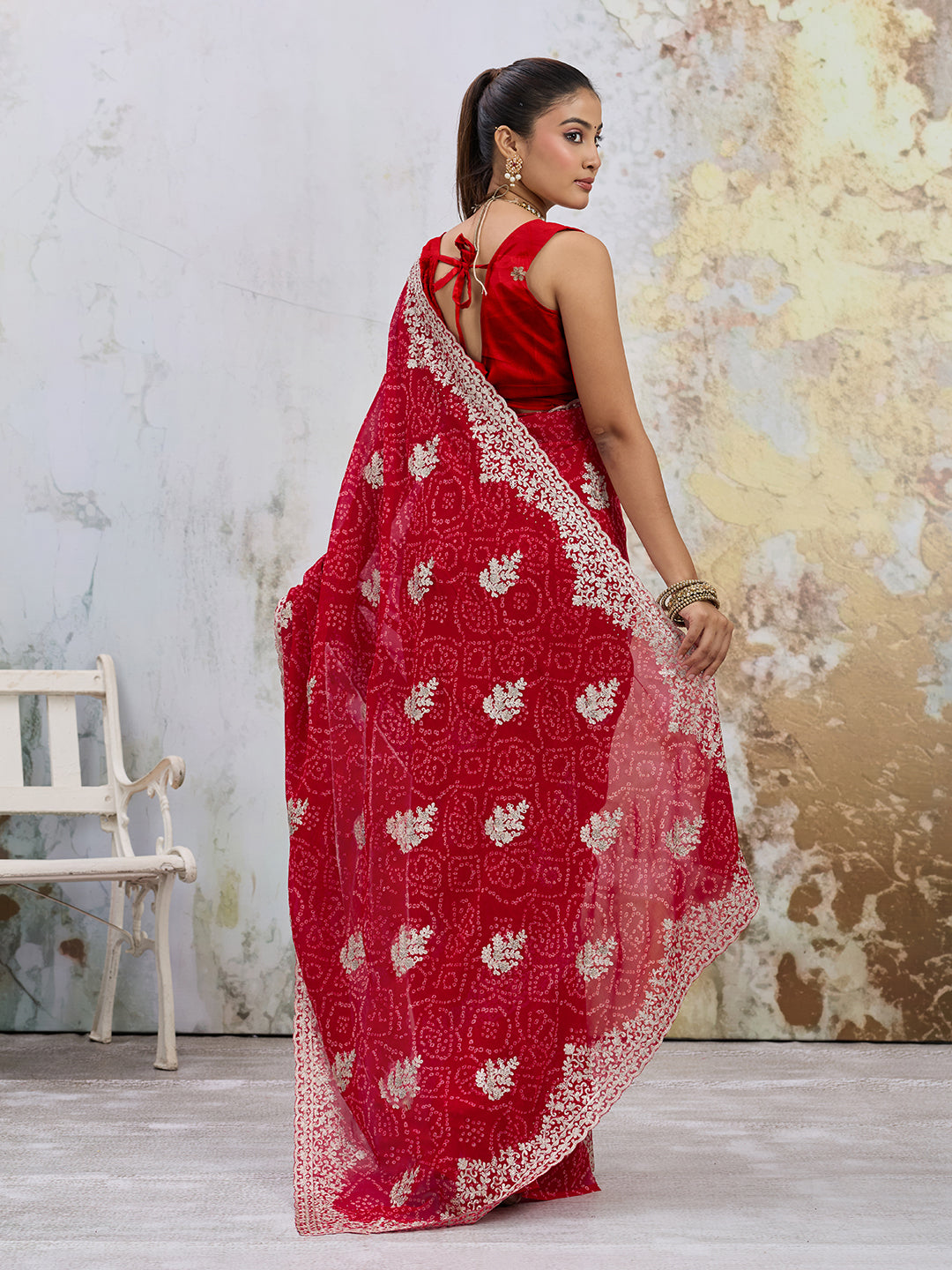 KcPc Traditional Bandhani Sarees with Beautiful Piton WorkSANJU