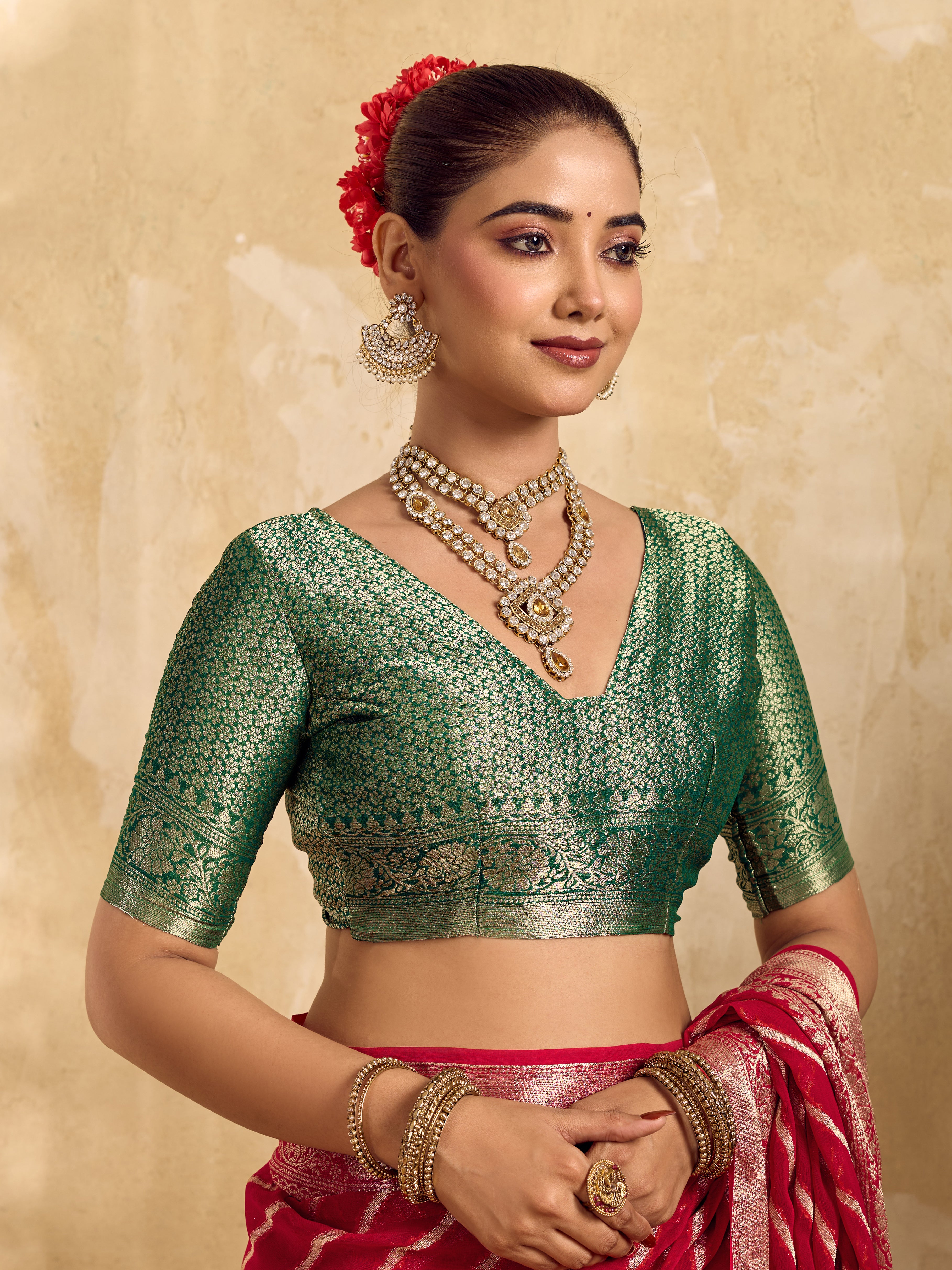 Buy New Pure khaddi Georgette Banarasi Handloom Leheriya Zari Weaving Saree