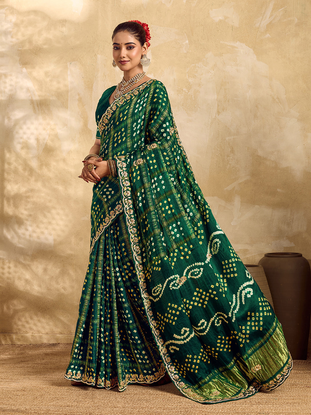 Buy New Royal Ghatchola Style Saree with Gota Patti Work KcPc
