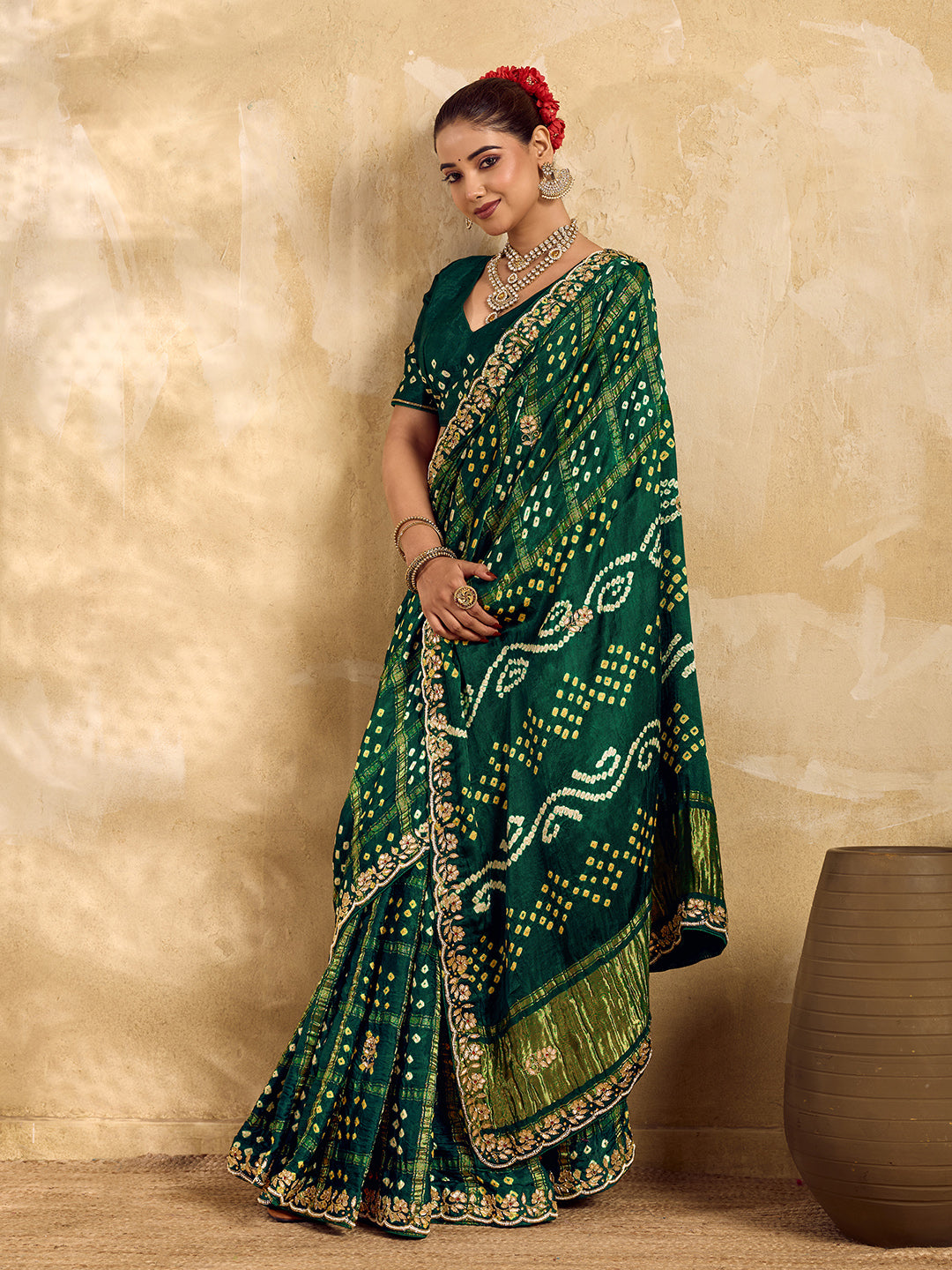 Buy New Royal Ghatchola Style Saree with Gota Patti Work KcPc