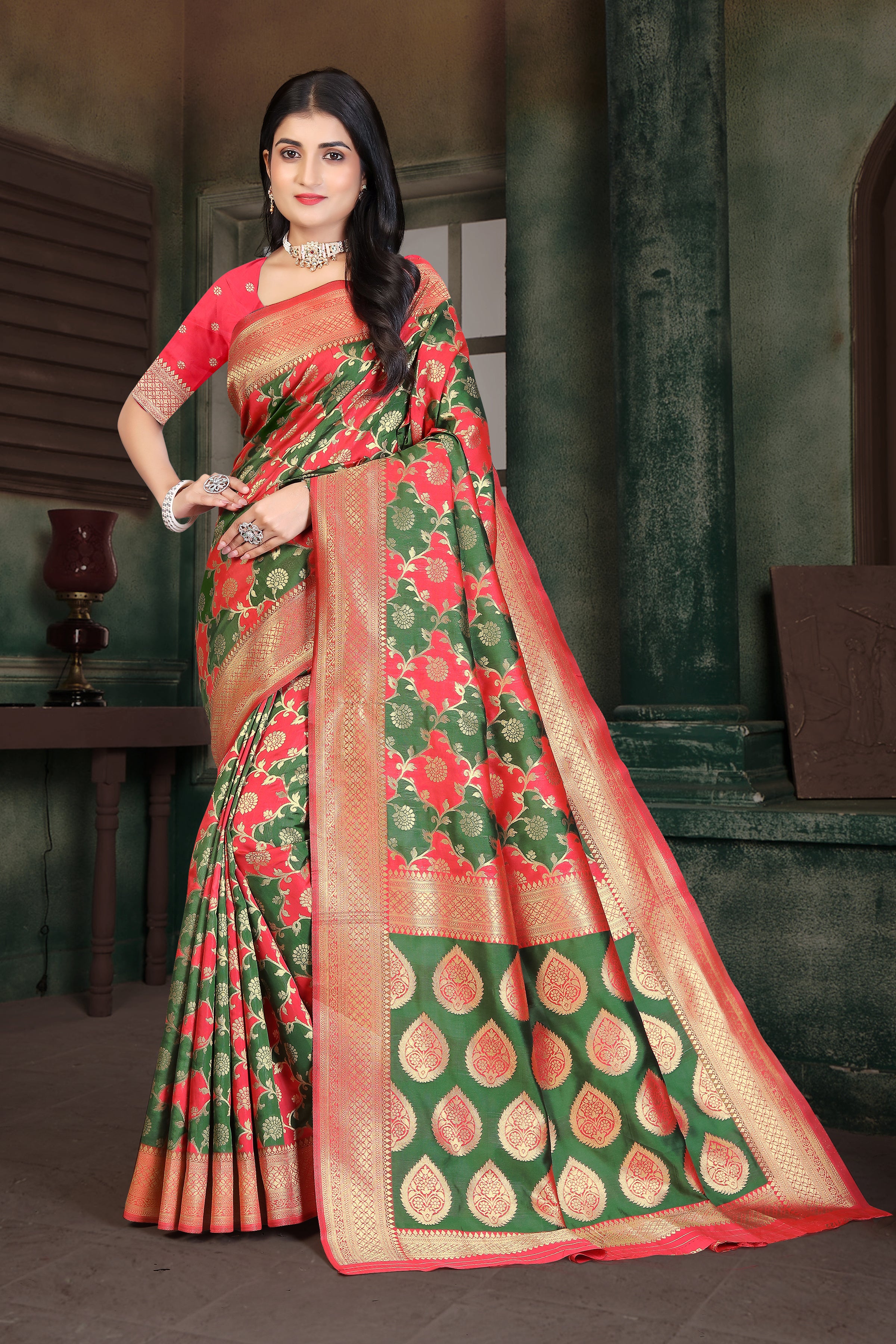 By New Latest Dola silk Banarasi Style with Zari Weaving Saree