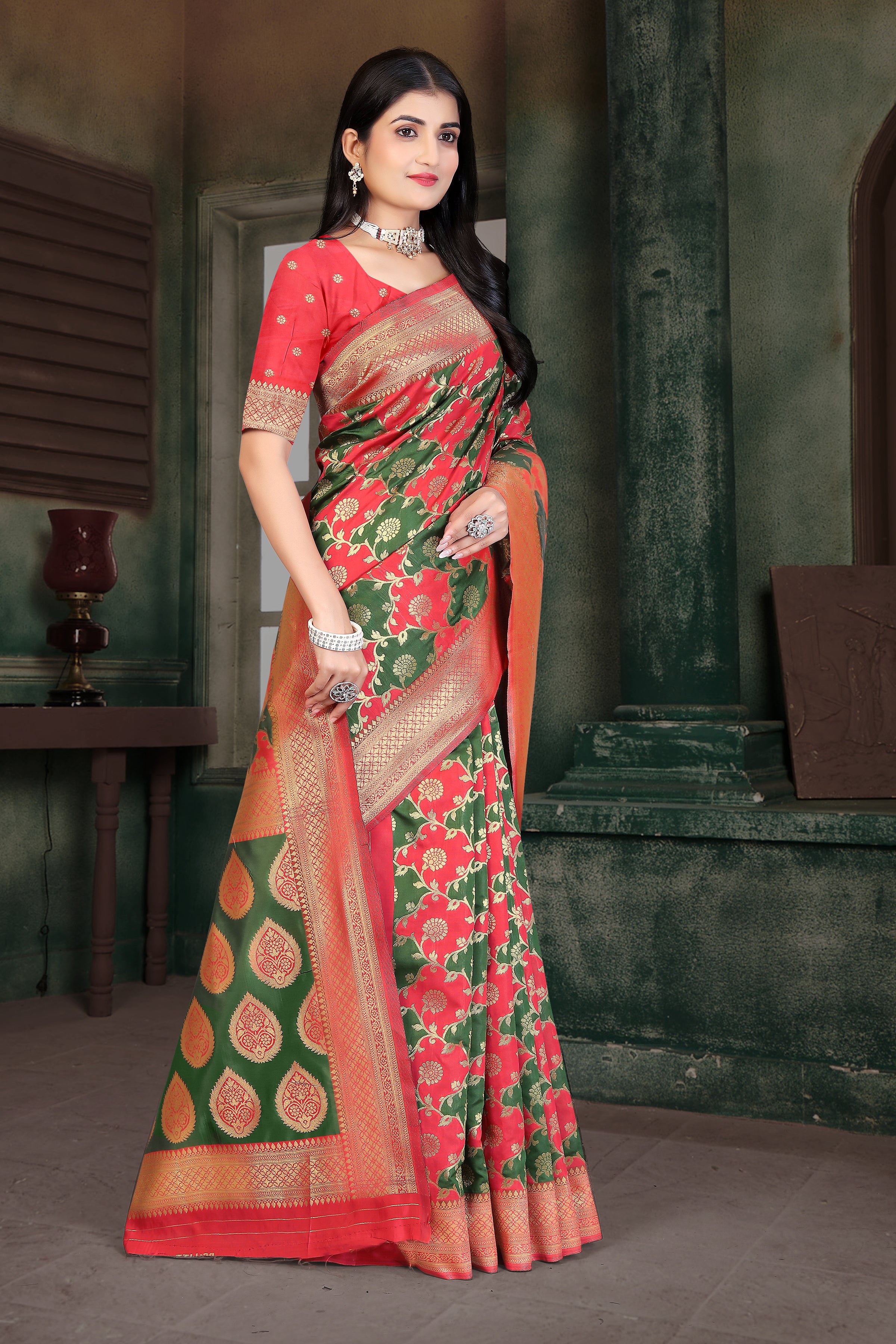 By New Latest Dola silk Banarasi Style with Zari Weaving Saree