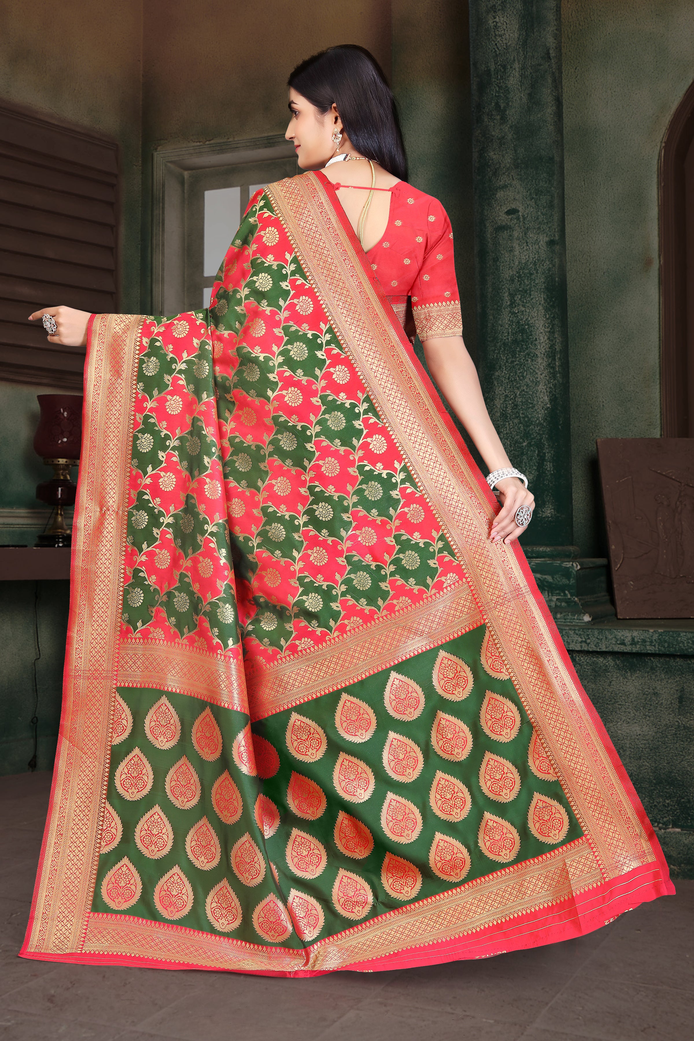 By New Latest Dola silk Banarasi Style with Zari Weaving Saree