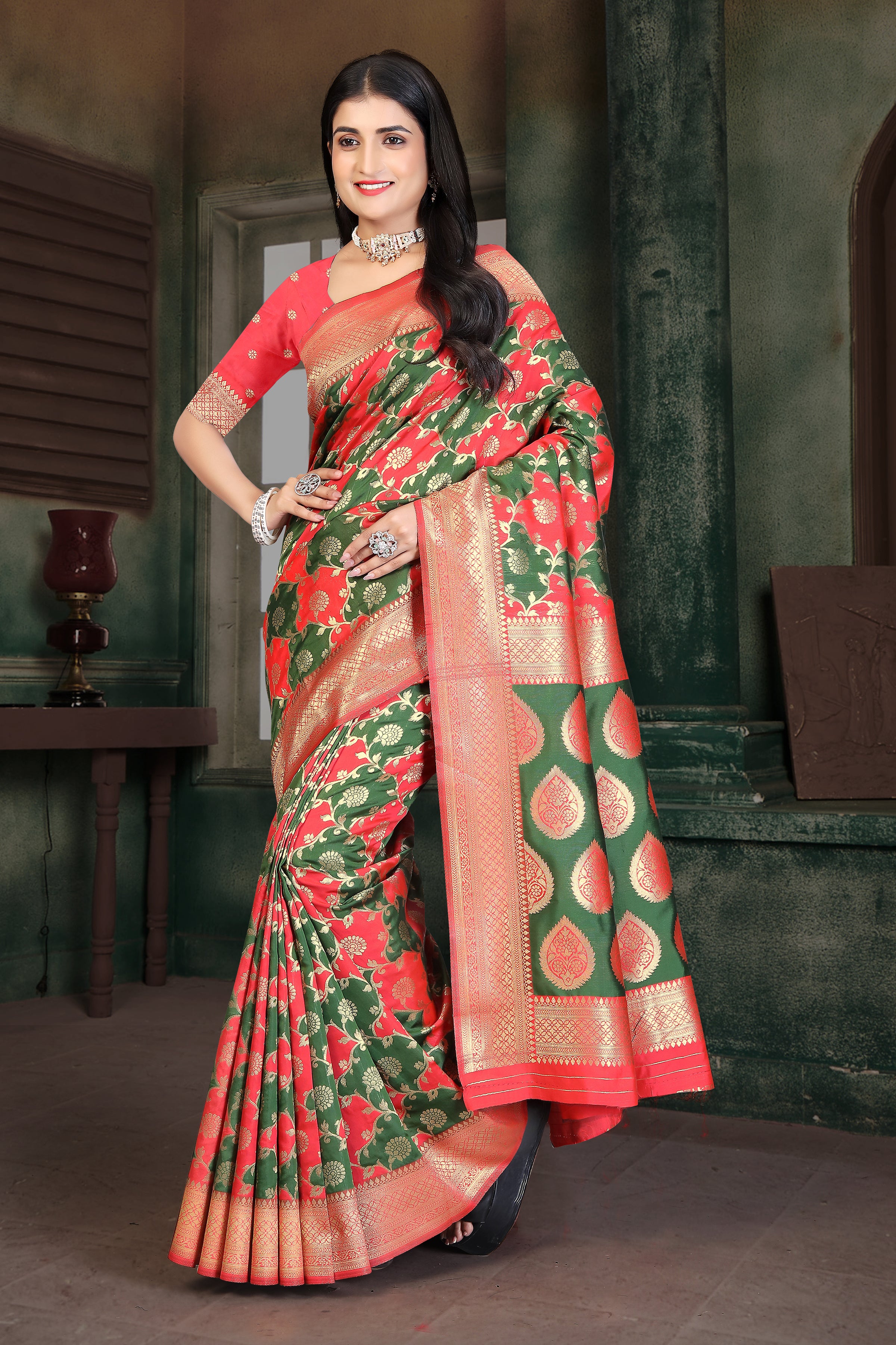 By New Latest Dola silk Banarasi Style with Zari Weaving Saree