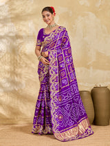 Buy Gaji Silk Saree With Bandhani Style Gota Patti Work KcPc