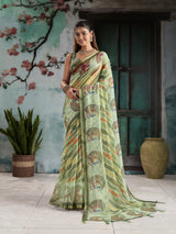 KcPc Traditional Leheriya Cotton Silk Saree with Designer Aari Tari WorkSTL