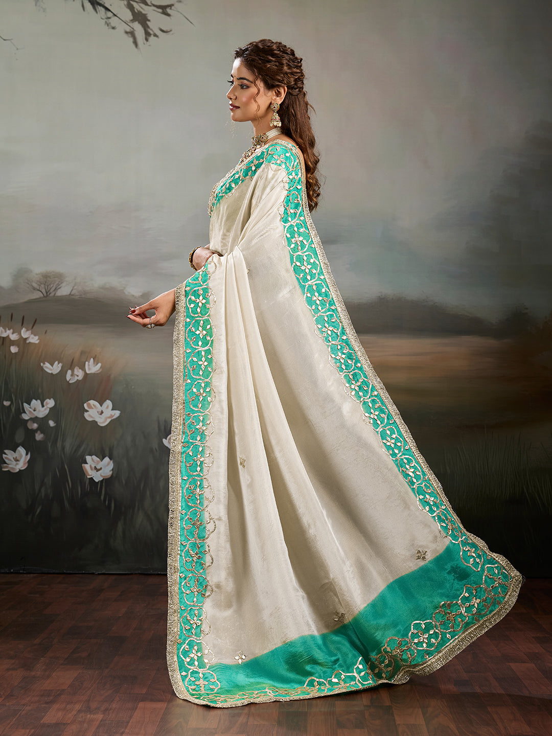 Buy New Designer Saree with Traditional Gotapatti Work KcPc