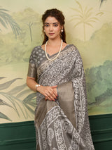 Buy New Arrival Cotton Silk Batik Printed With Zari Border Work Saree