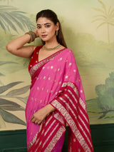KcPc Pure Georgette Jaipuri Tie Dye Zari Weaving Saree