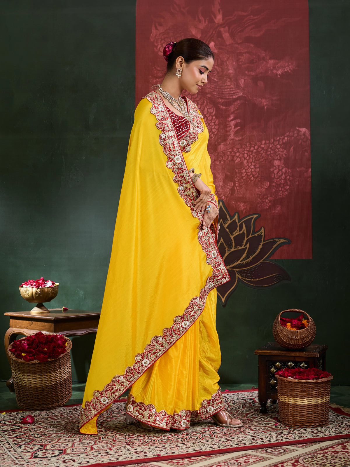 KcPc Latest New Chinon Silk Bollywood Style With Sequence Gotapatti Work Saree PDM
