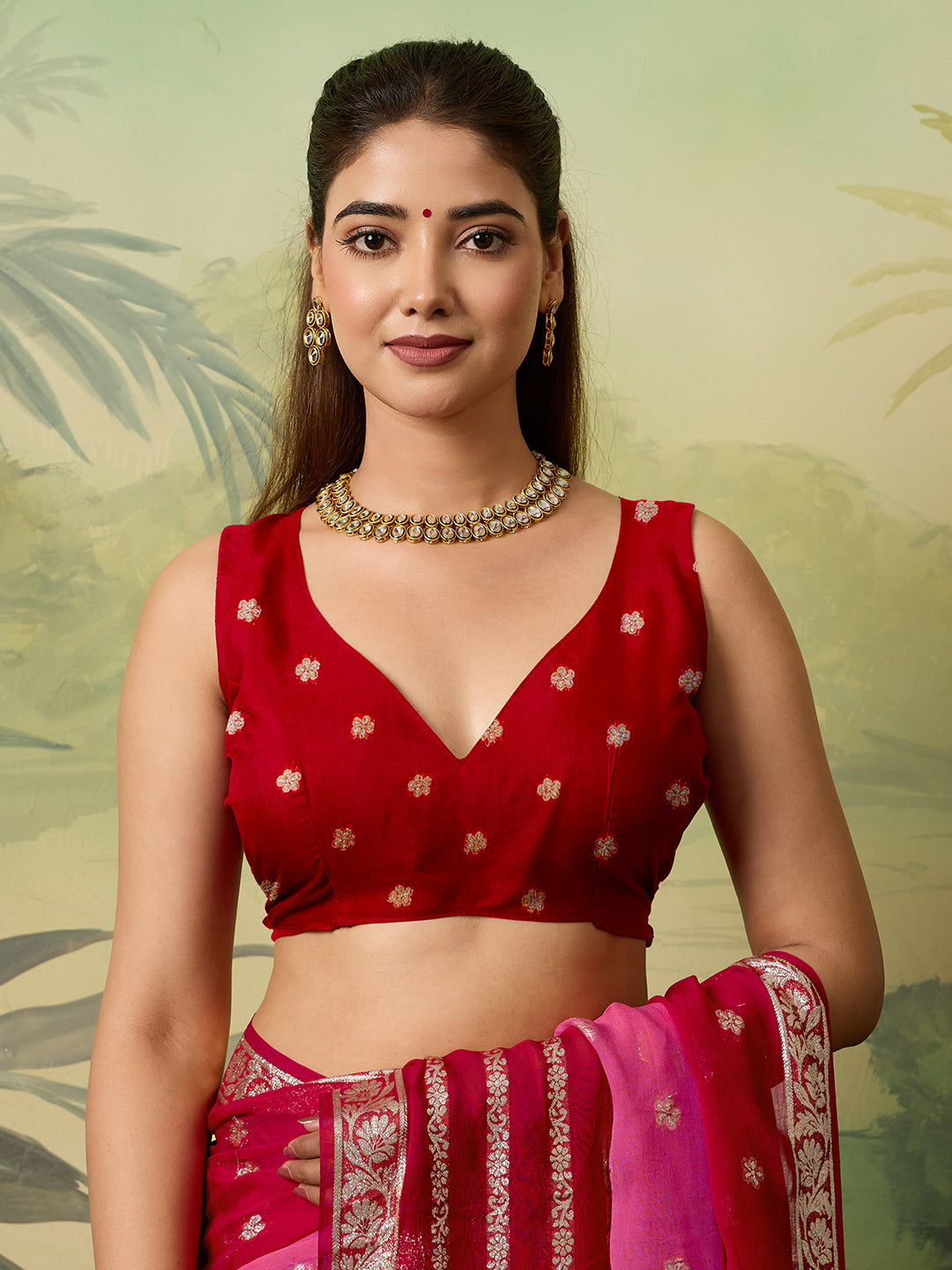 KcPc Pure Georgette Jaipuri Tie Dye Zari Weaving Saree