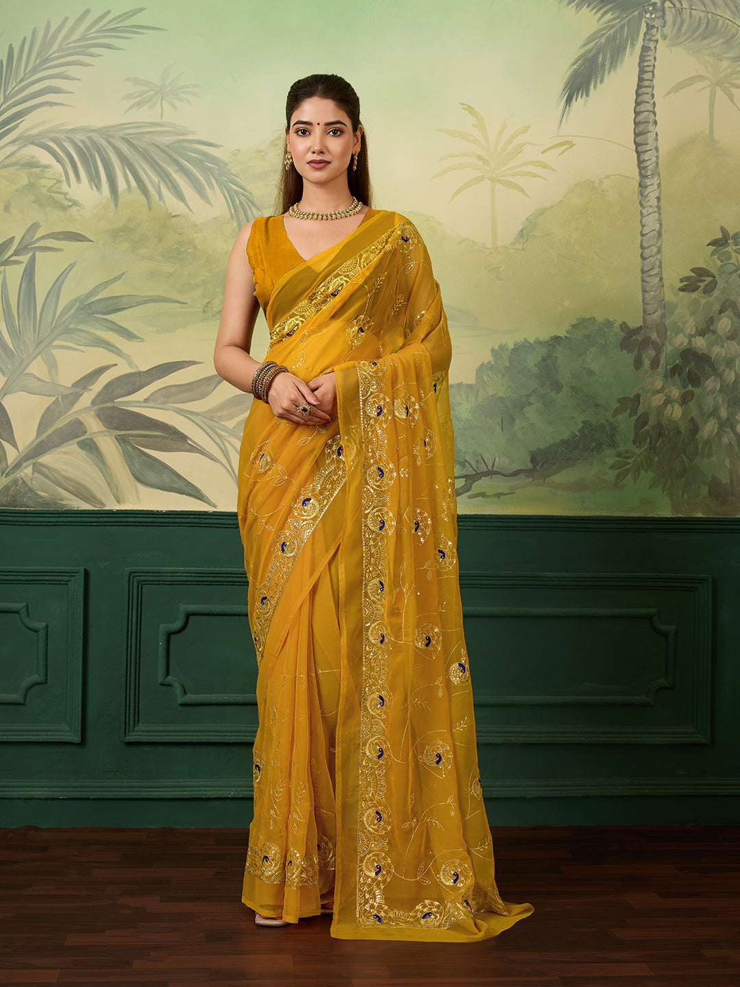 Buy Designer Saree With Handcrafted Aari Tari Work