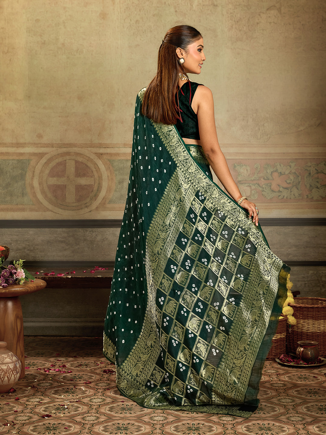 KcPc New Graceful Viscose Silk Bandhani Saree with Zari Weaving Border RAJ