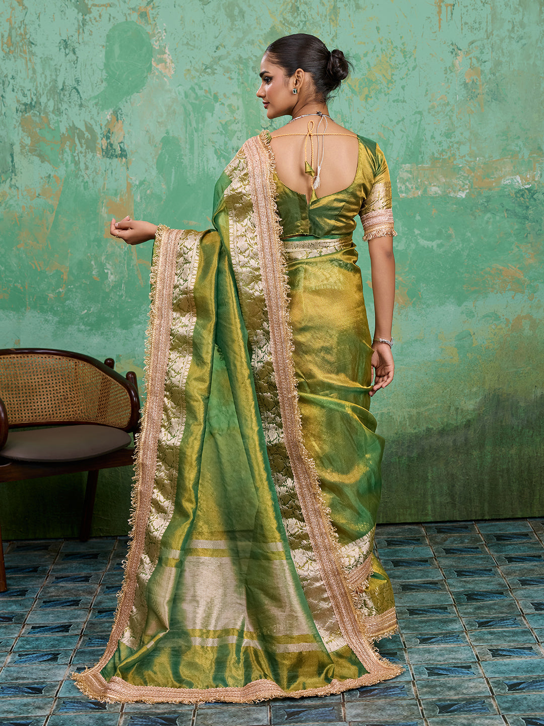 KcPc Pure Banarasi Handloom Heeramandi Look Katan Silk Tissue Fabric Saree INA