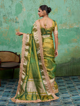 KcPc Pure Banarasi Handloom Heeramandi Look Katan Silk Tissue Fabric Saree INA