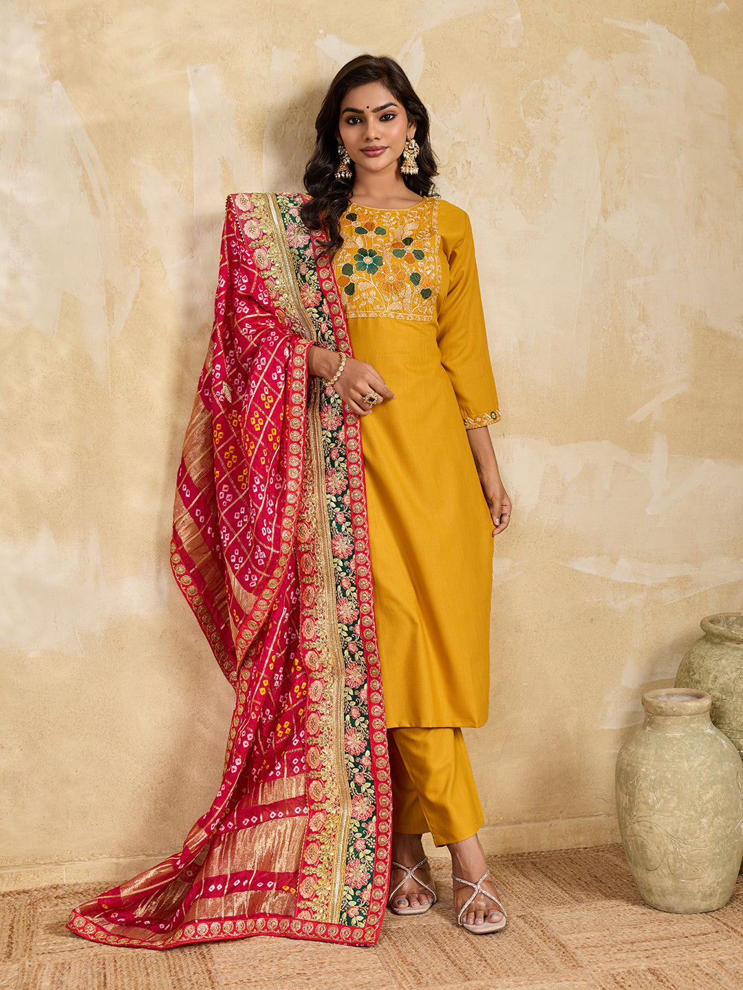 KcPc Latest Ghatchola Art silk Bandhej Heavy Border DupattaZHR