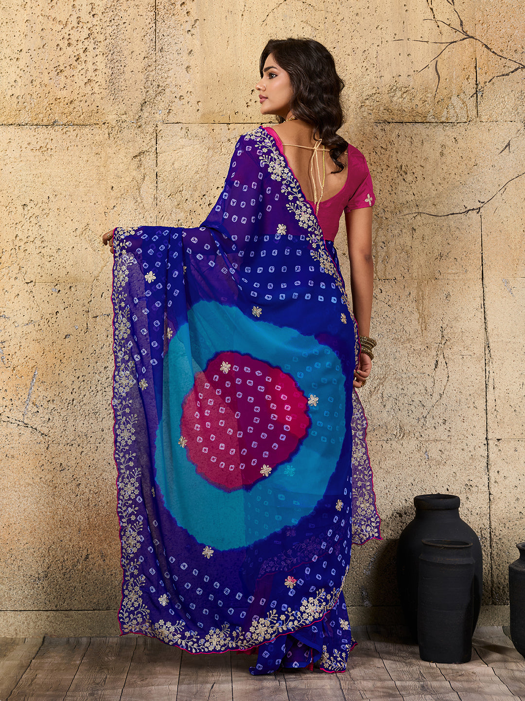 Buy Bandhani Saree With Festive Wear Kcpc Image